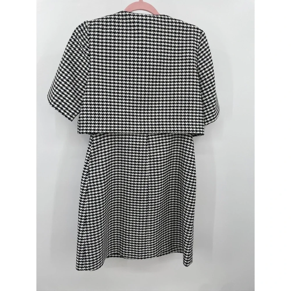 Sandro Charlotte Houndstooth Black and White Tweed Mini Dress 38 US 6 - Picture 8 of 11